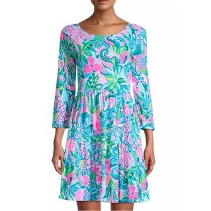 Lilly Pulitzer Geanna Swing Dress Turquoise Oasis Golden Hour